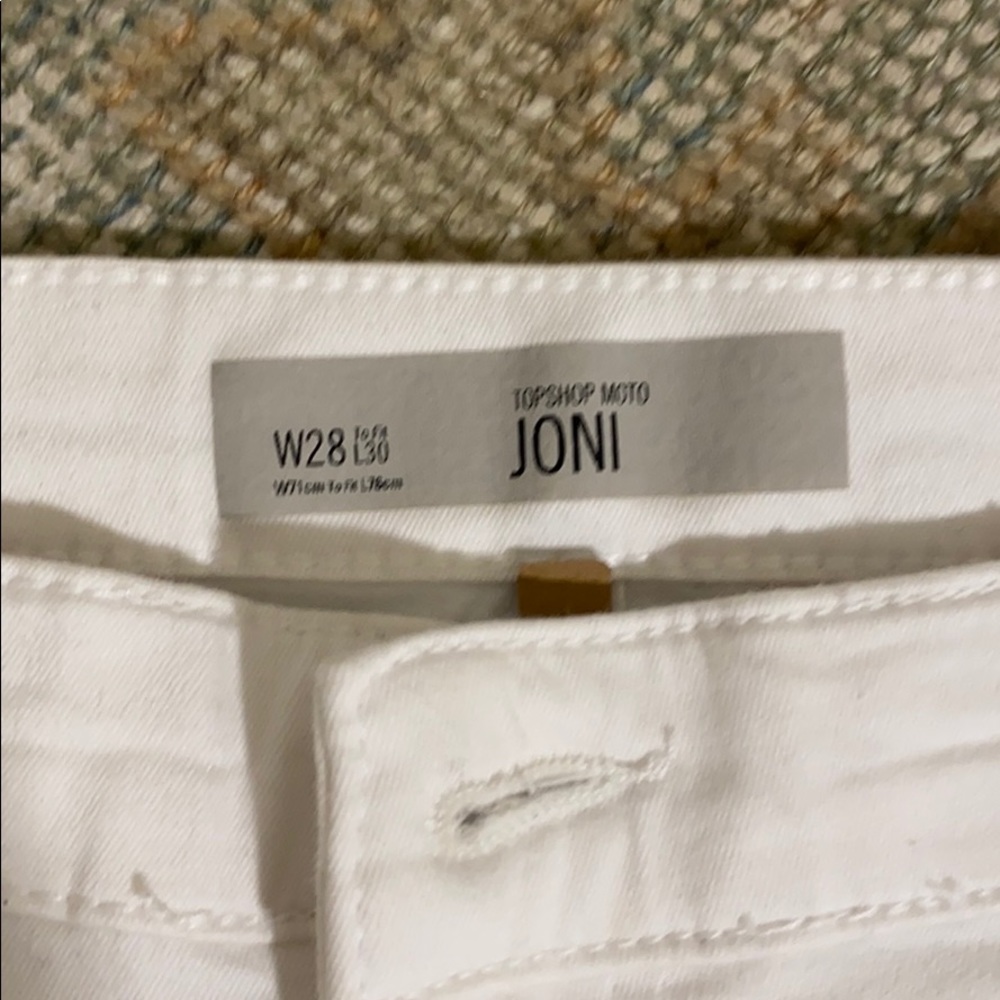 Super high rise white skinny jeans